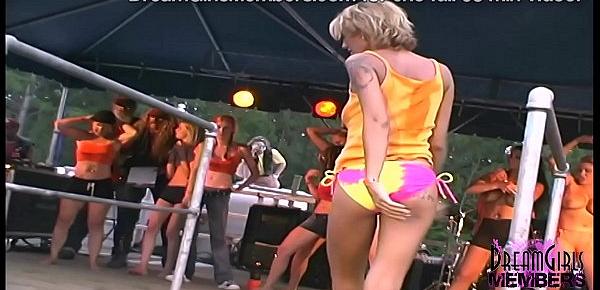  Biker Contest Chicks Strip Naked For Big Crowd